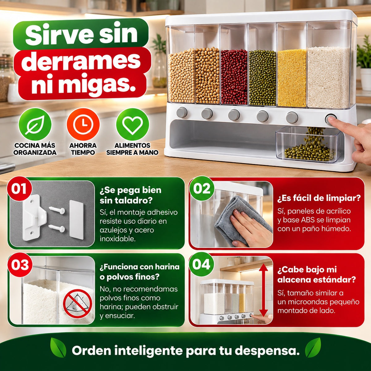 GranoBox™ | Dispensador de Granos de 6 Secciones