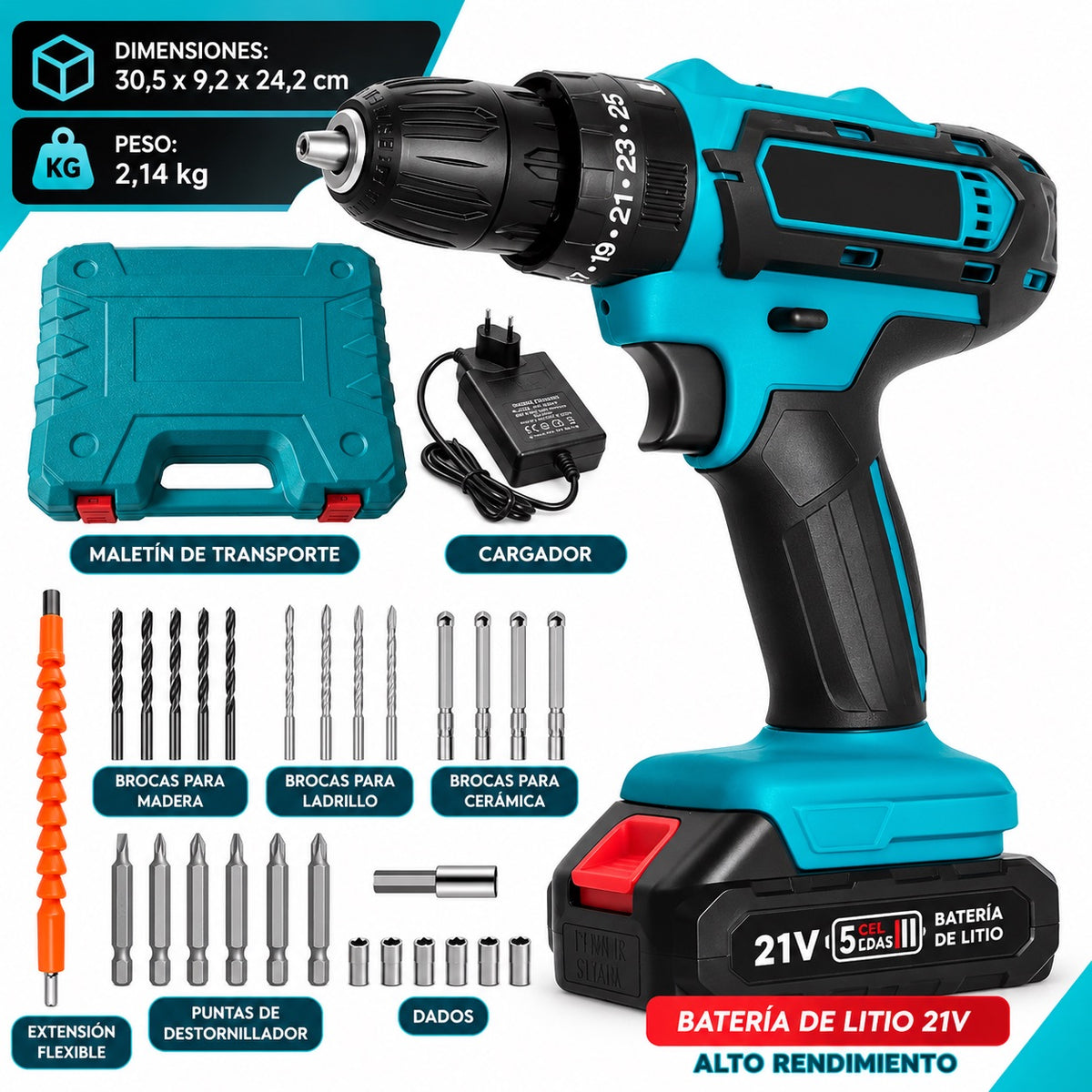 HomeFix™ | Taladro Atornillador + Batería Extra