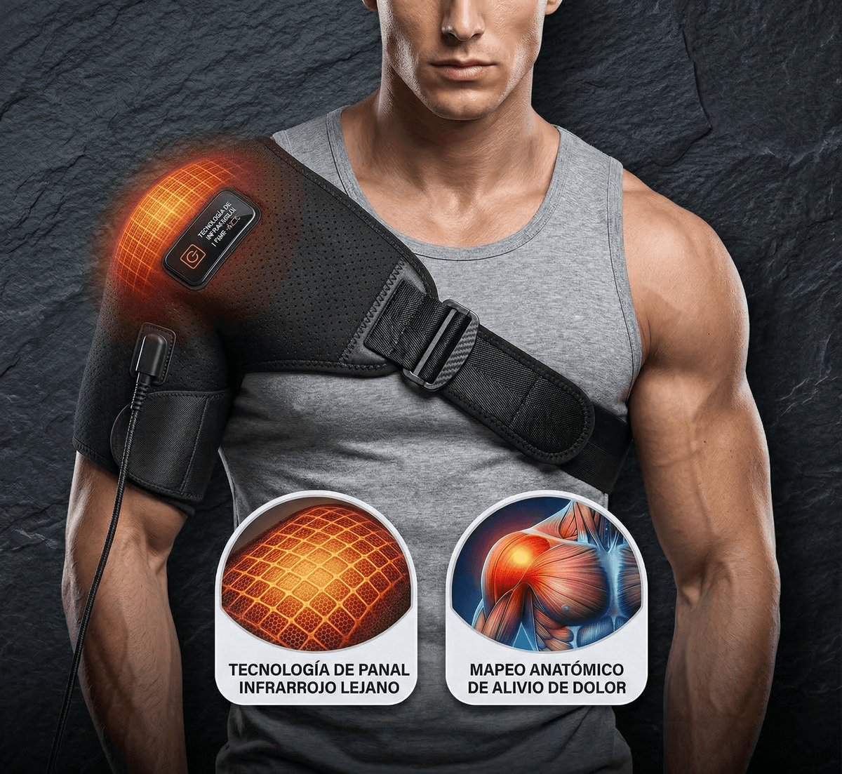 ShoulderRelief™ | Hombrera Térmica con Calor, Masaje y Compresión