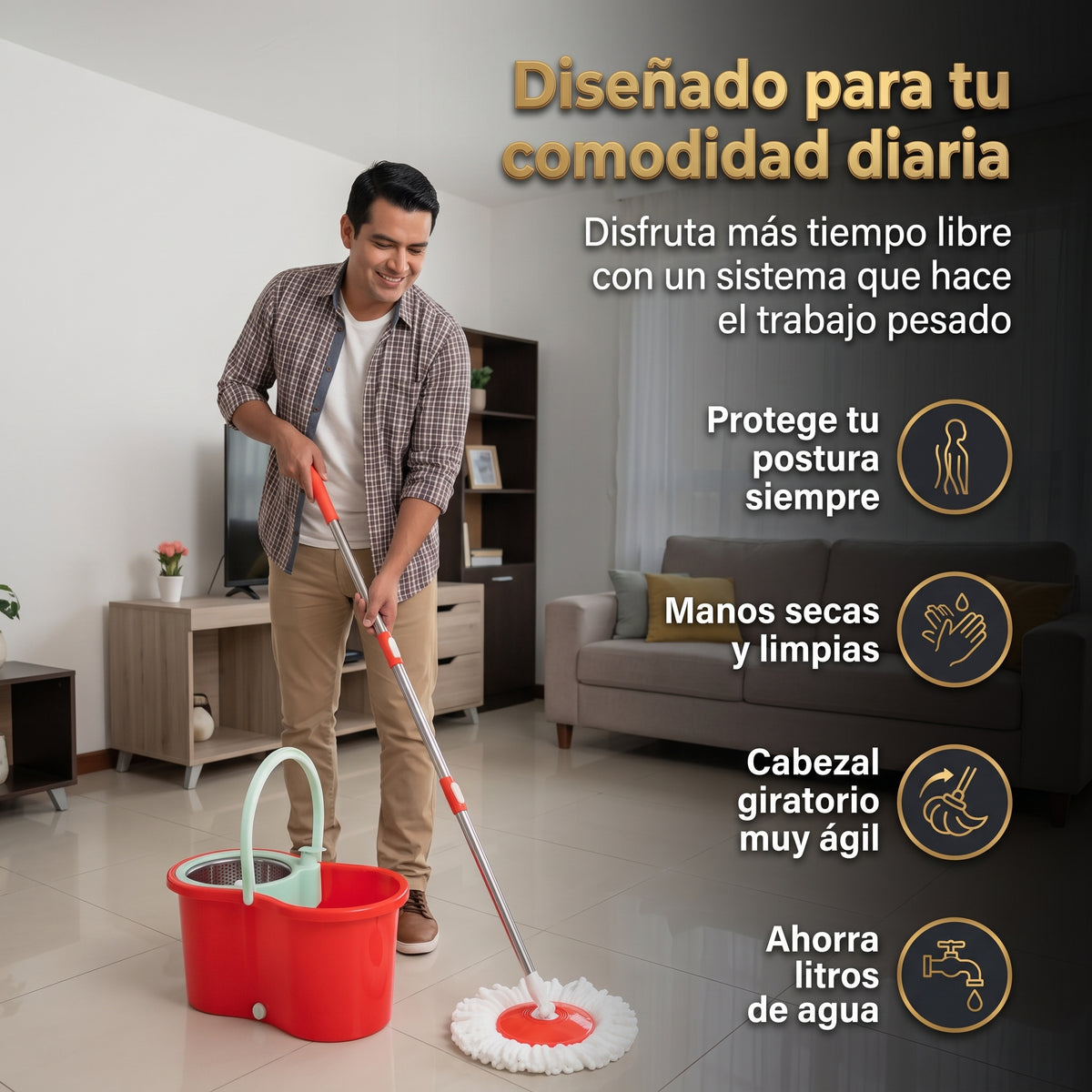 GiraMop™ | Limpieza 360° sin estrujar a mano