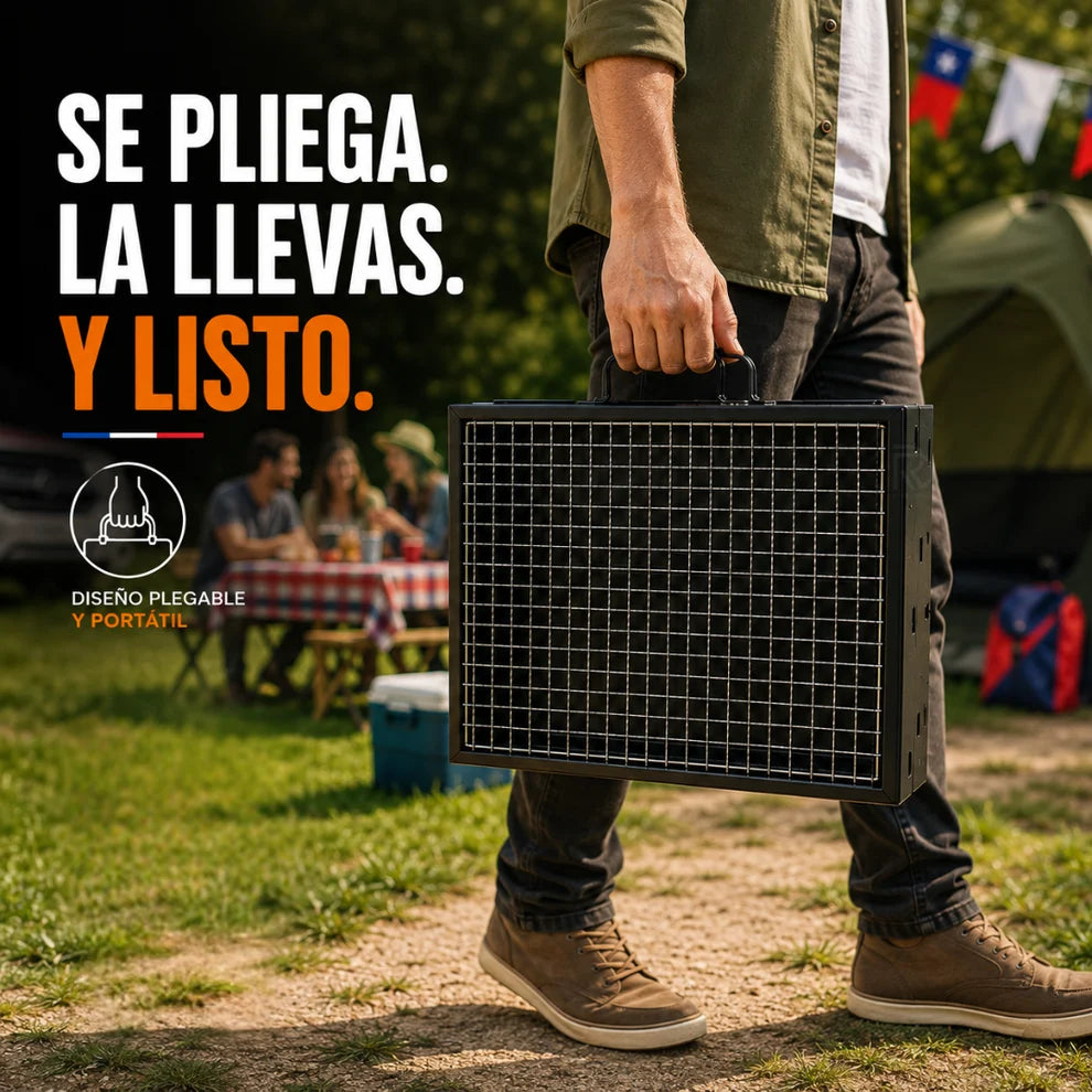 AsadoBox™ | Parrilla plegable a carbón