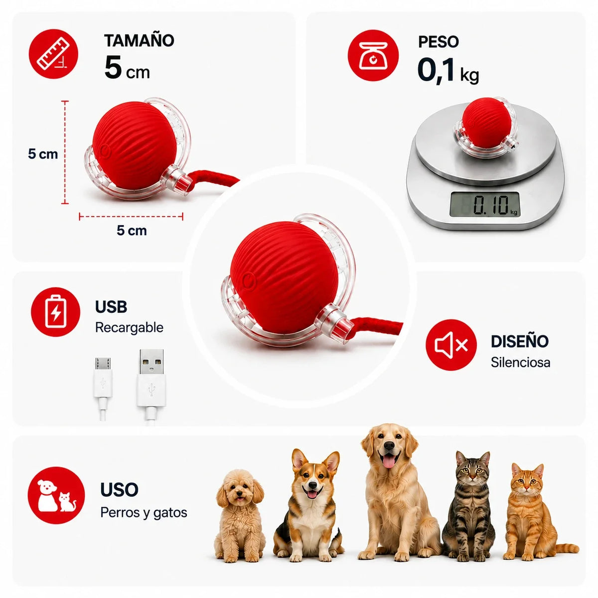 PetMotion™ 2x1 | Pelota Interactiva que se Mueve Sola