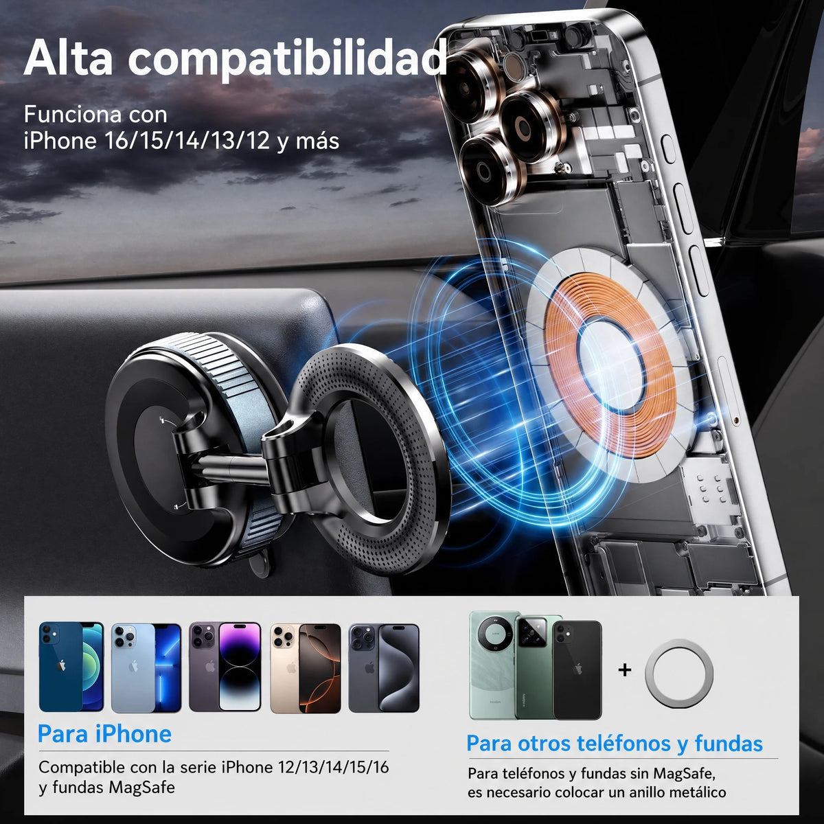 Soporte Magnético 360° – Tu Celular Siempre Firme y a la Vista 2x1