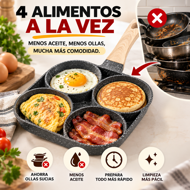 Sarten 4 divisiones antiadherente