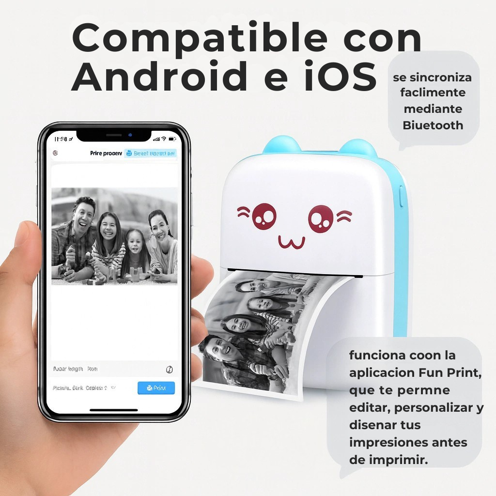 PrintyGo®️ Mini Impresora  + Pack 10 Rollos