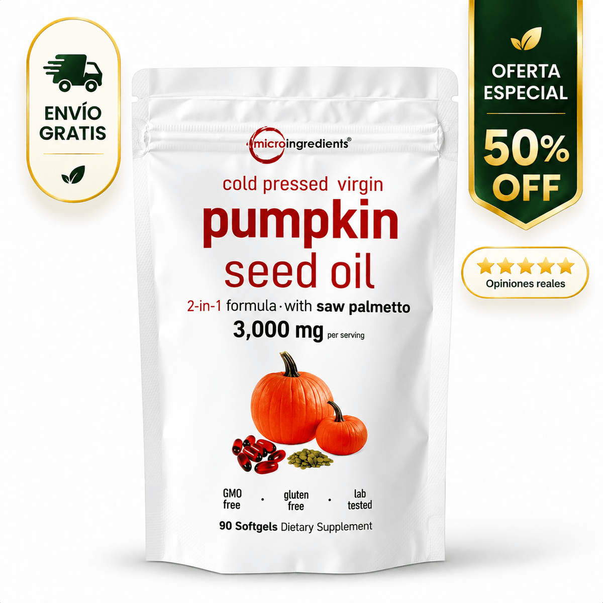 Aceite de Semilla de Calabaza + Saw Palmetto 90 Cápsulas