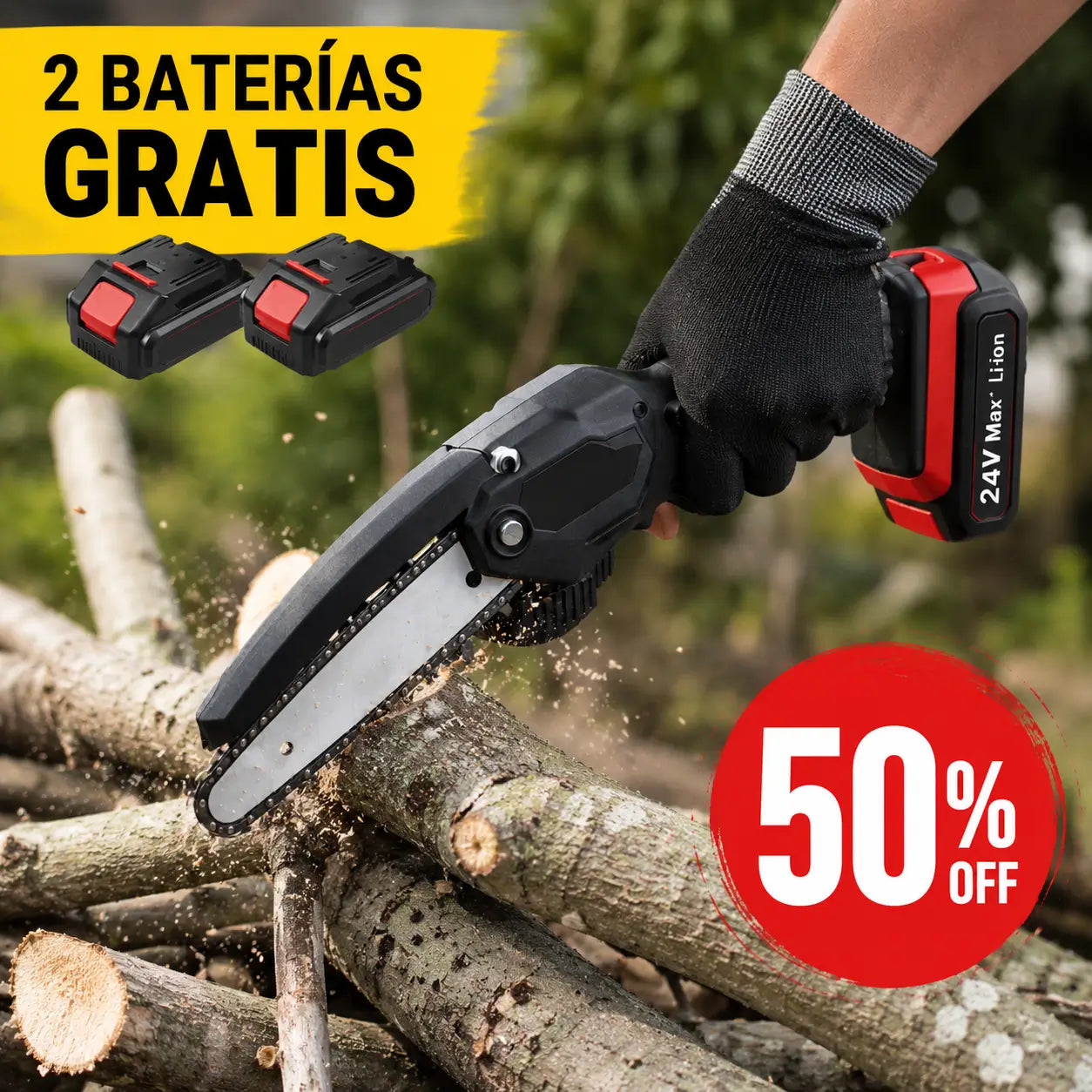 Mini Motosierra PowerCut™ - ¡Llévate 2 baterías recargables de REGALO!