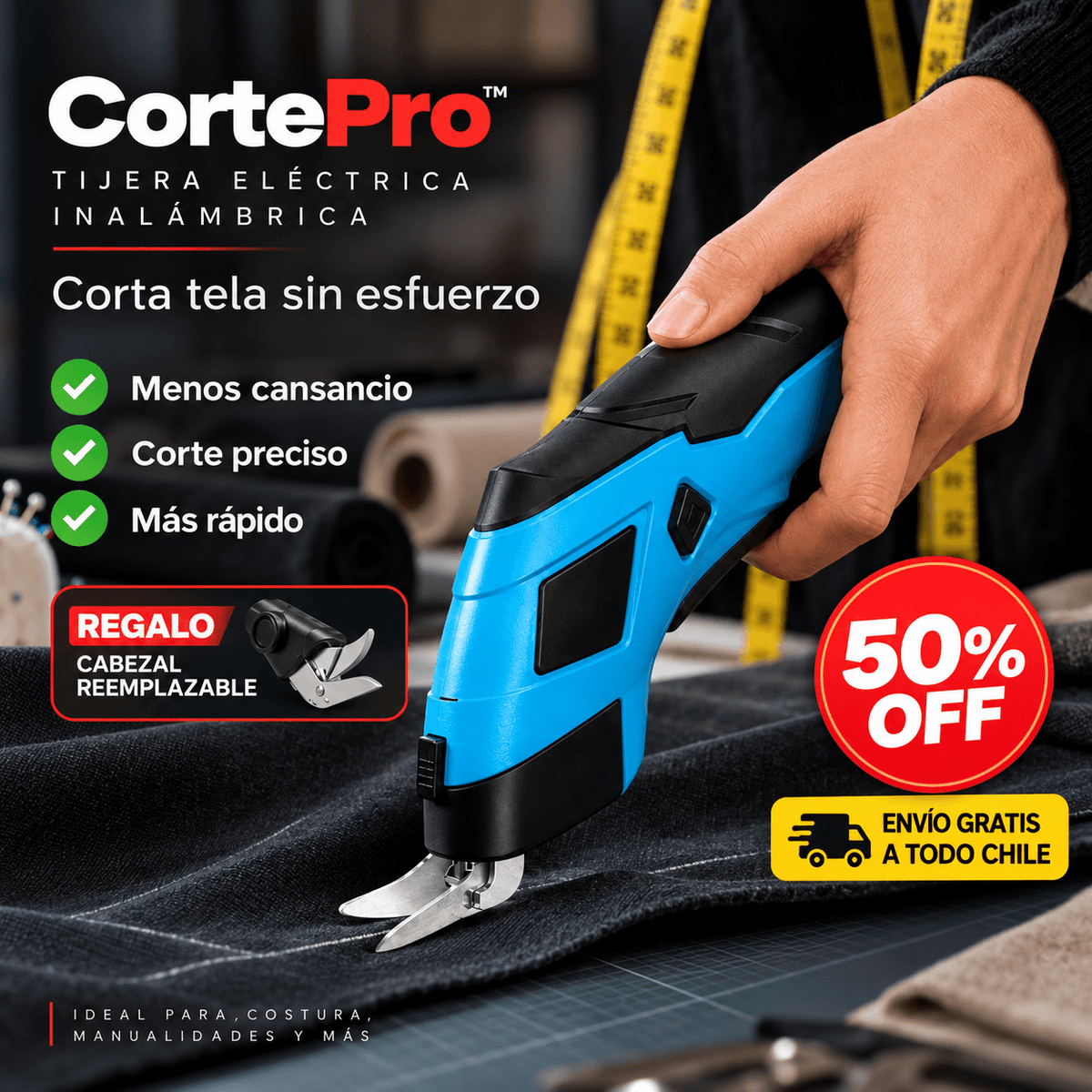 CortePro™ | Tijera Eléctrica + Cabezal de Regalo