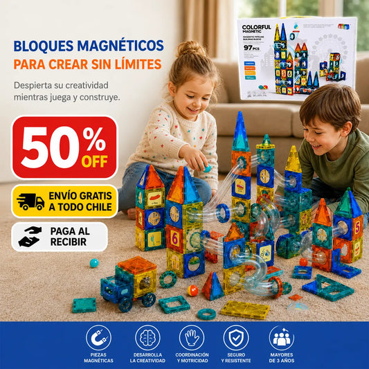 MagnaBlocks™ | Juego Educativo Magnético de 97 Piezas