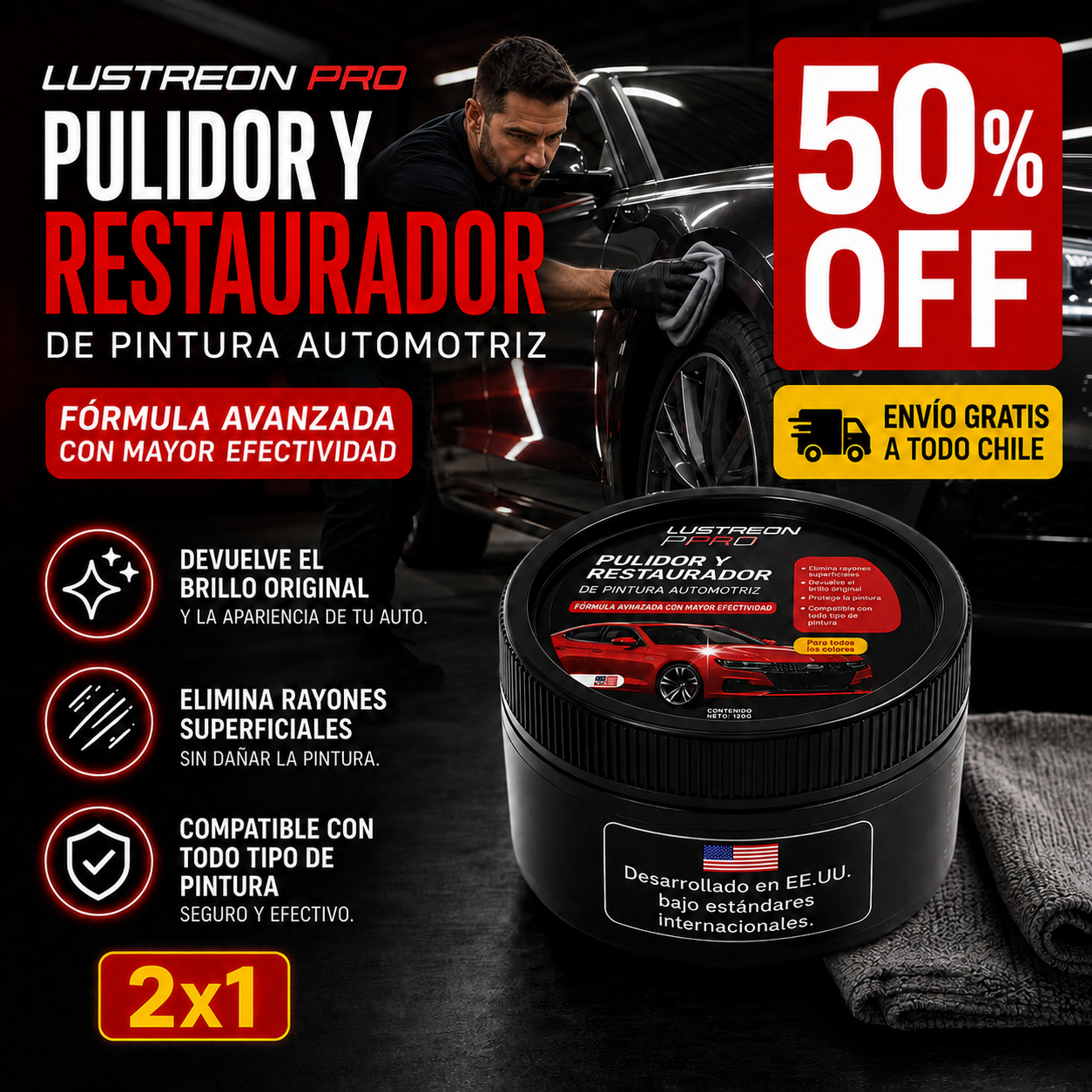 LUSTREON PRO | Pulidor Restaurador para Rayones Superficiales y Brillo Automotriz