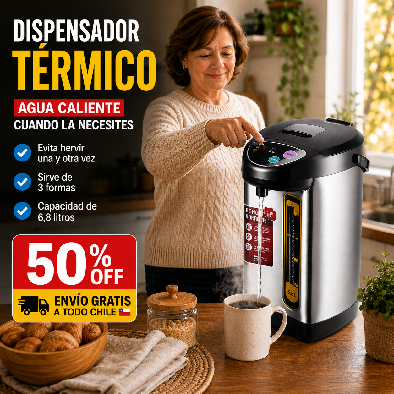 HeatMaster® | Termo Hervidor Familiar de 6.8L