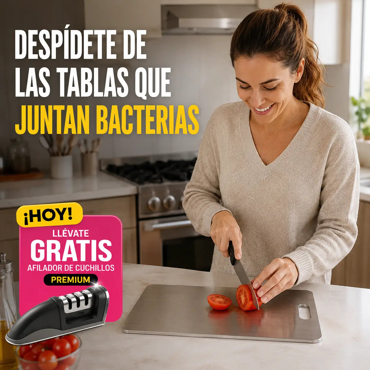 InoxBoard™️ - Tabla acero inoxidable + Afilador de cuchillos GRATIS