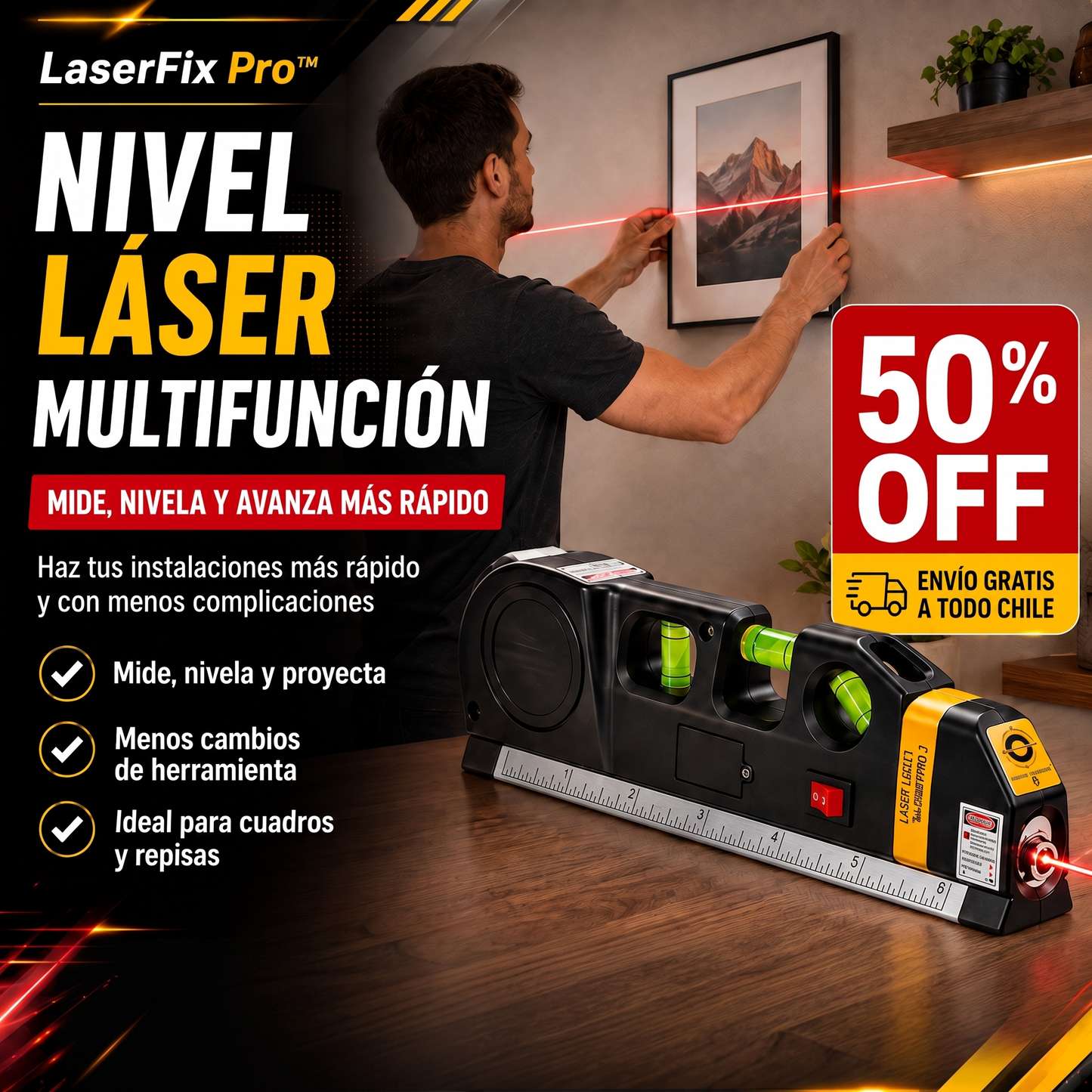 LaserFix Pro™ | Mide, nivela y avanza más rápido