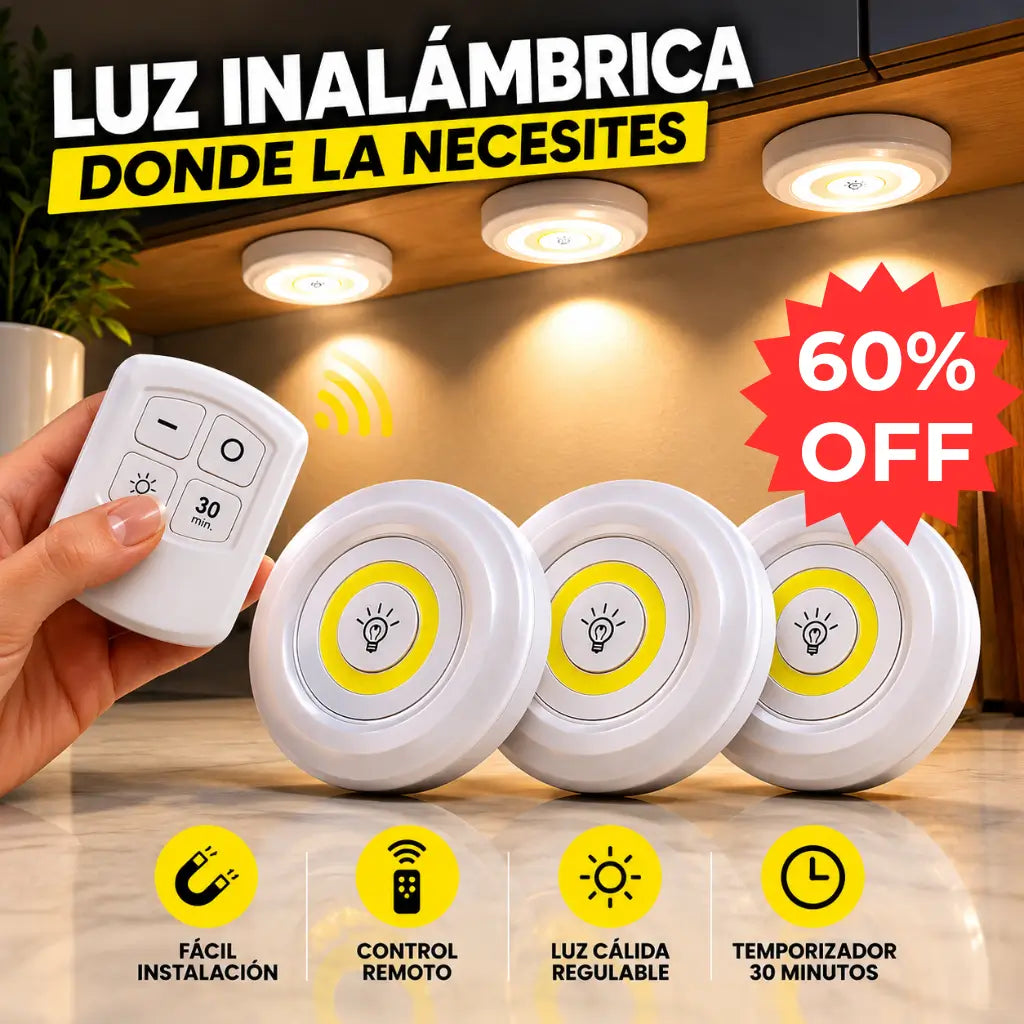 LumiTap™️ - 3 lámparas LED + Control Remoto