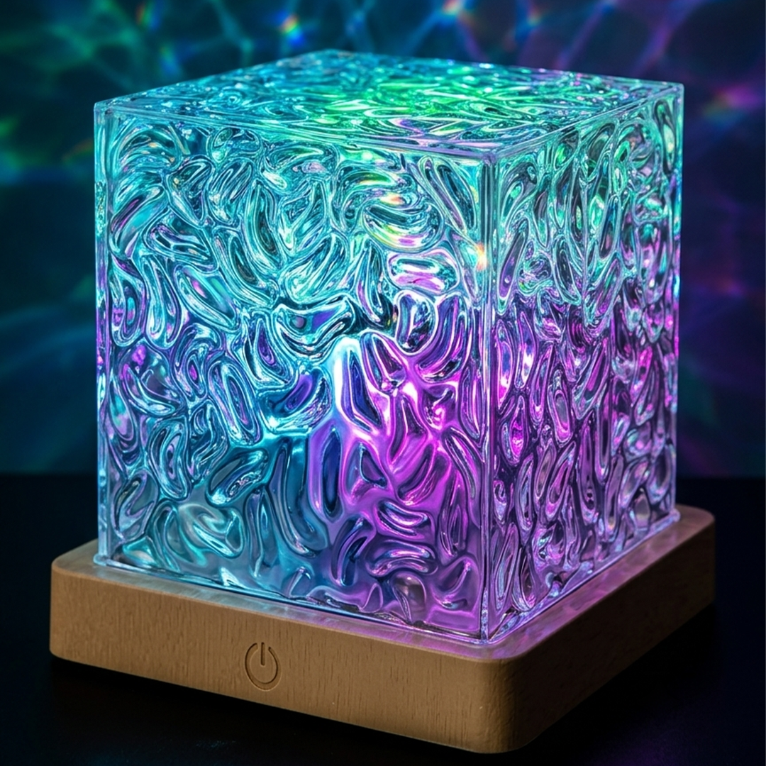 AquaLuz Cube | Lámpara LED de 16 Colores con Efecto Agua