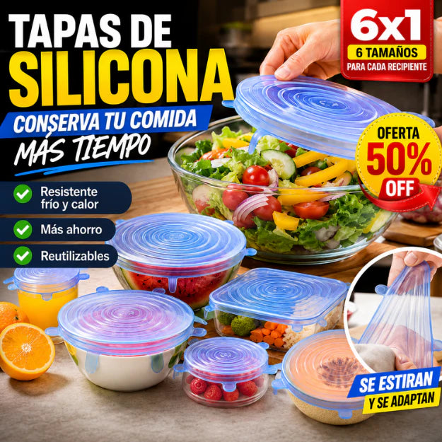 FlexiSeal™ | 6x1 – Llévate 6 Tapas de Silicona
